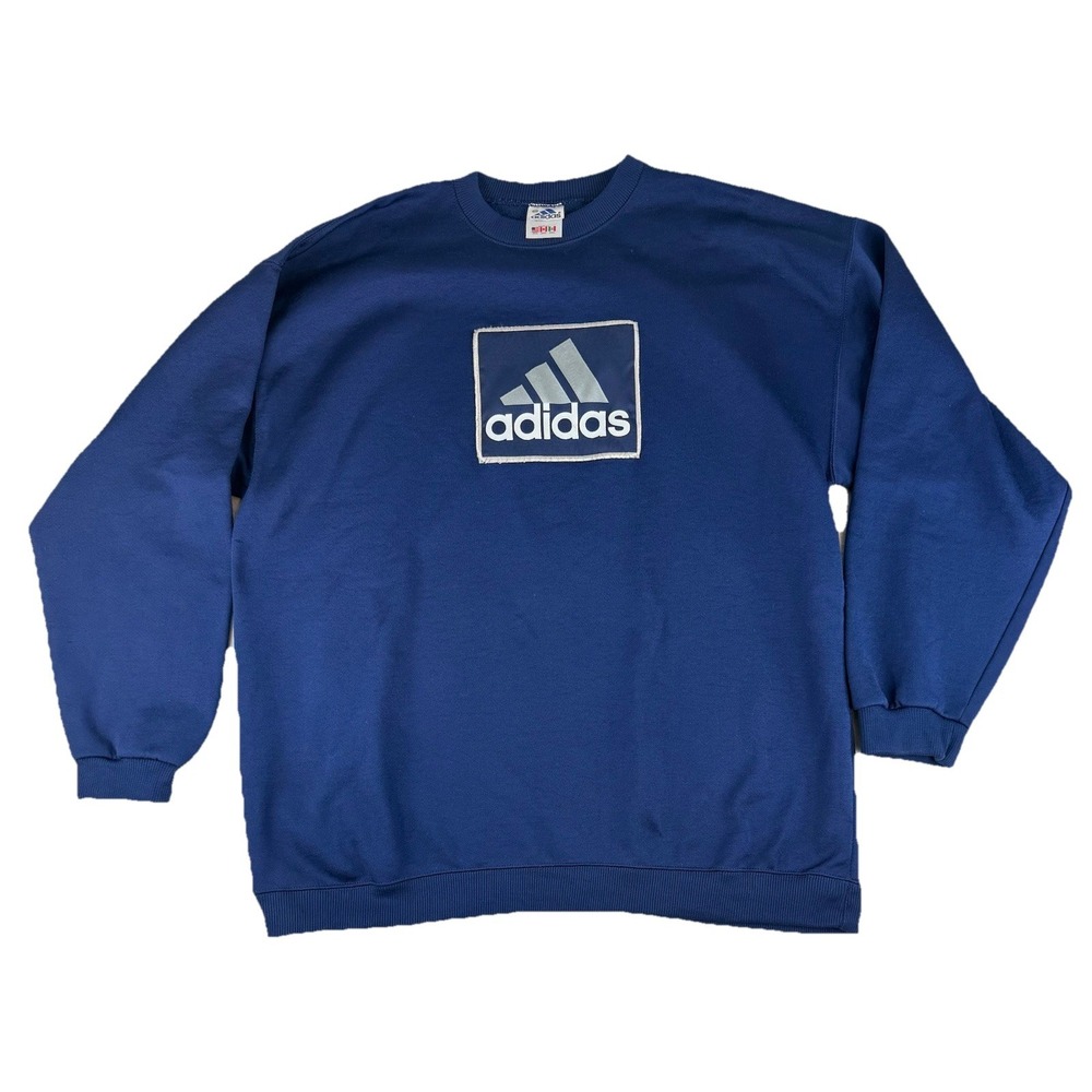 Vintage Adidas‎ Sweatshirt Crewneck Navy Blue Made in USA Men's Size XXL 3XL Y2K